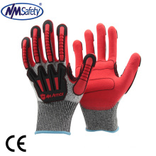 NMSAFETY TPR 5 cut level work glove anti impact black nitrile gloves